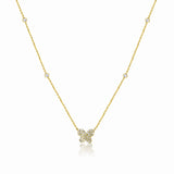 14K Yellow Gold Diamond Butterfly Necklace