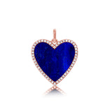14K White Gold Diamond + Lapis Heart Necklace-Charms & Pendants-Maurice's Jewelers-ROSE GOLD-