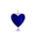 14K White Gold Diamond + Lapis Heart Necklace-Charms & Pendants-Maurice's Jewelers-WHITE GOLD-