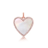 14K White Gold Diamond + Mother of Pearl Heart Pendant-Charms & Pendants-Maurice's Jewelers-ROSE GOLD-