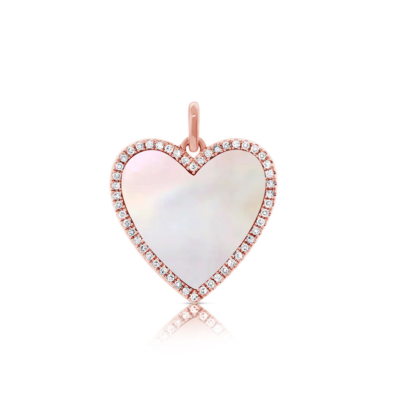 14K White Gold Diamond + Mother of Pearl Heart Pendant-Charms & Pendants-Maurice's Jewelers-ROSE GOLD-
