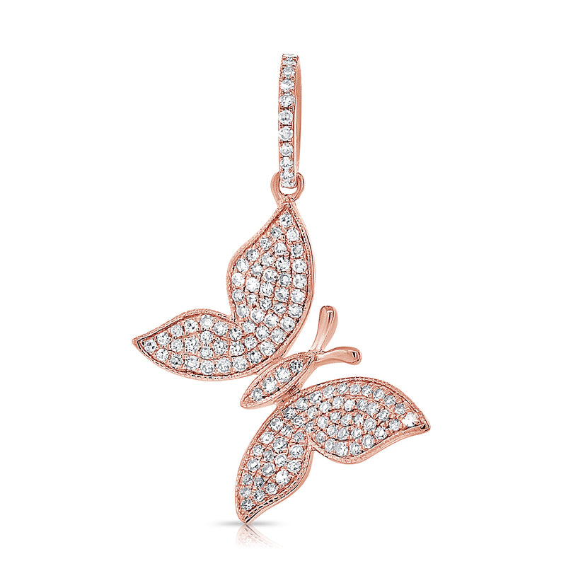 14K Yellow Gold Diamond Medium Butterfly Pendant-Charms & Pendants-Maurice's Jewelers-ROSE GOLD-