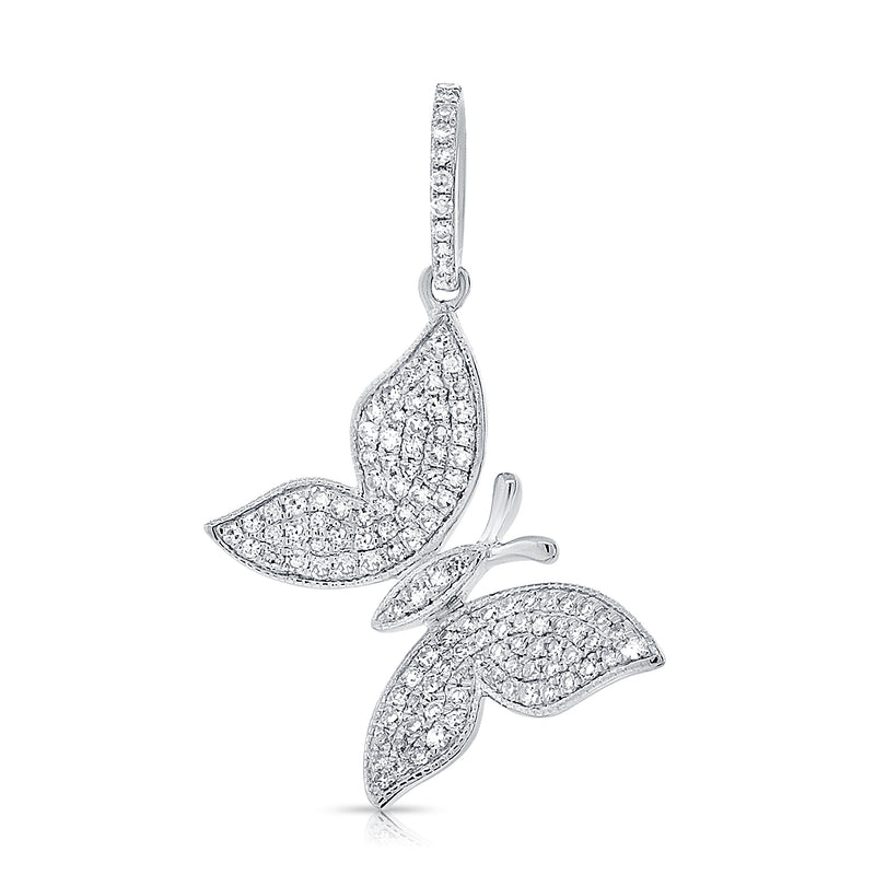 14K Yellow Gold Diamond Medium Butterfly Pendant-Charms & Pendants-Maurice's Jewelers-WHITE GOLD-