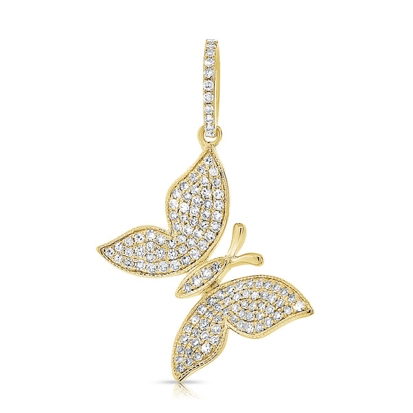 14K White Gold Diamond Medium Butterfly Pendant