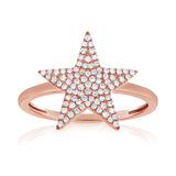 14K White Gold Diamond Pave Star Ring