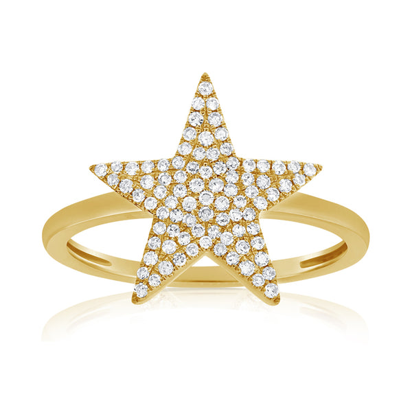 14K Yellow Gold Diamond Pave Star Ring-Rings-aaron jewelry-YELLOW GOLD-
