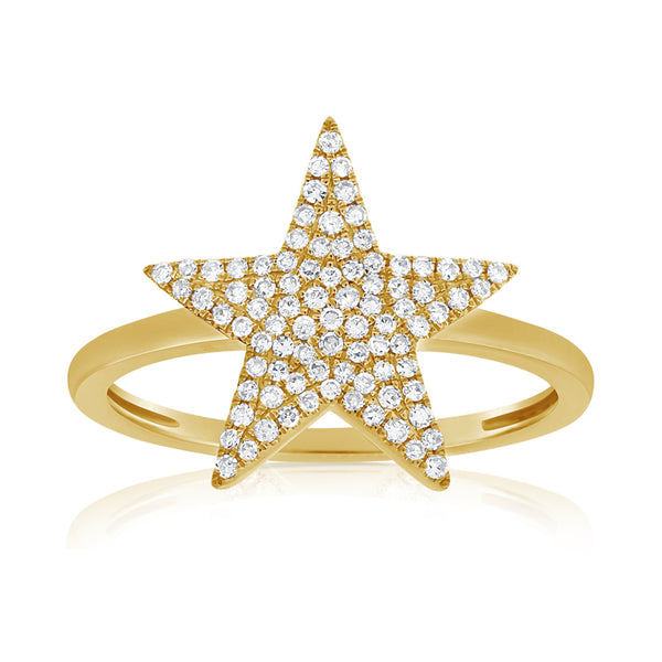 14K Rose Gold Diamond Pave Star Ring