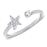 14K Rose Gold Diamond Mini Star Open Cuff Ring-Rings-Maurice's Jewelers-WHITE GOLD-