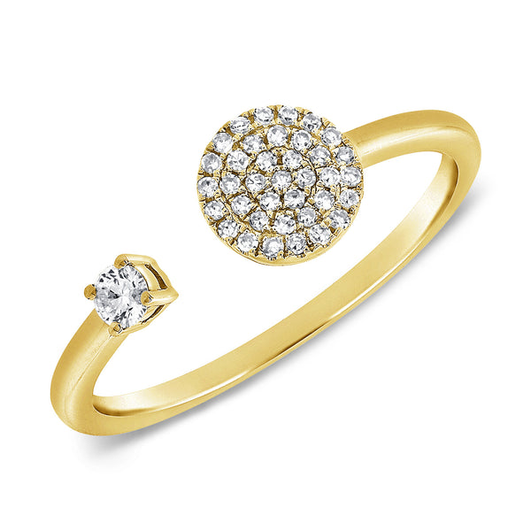 14K Rose Gold Diamond Open Cuff Disc Ring-Rings-Maurice's Jewelers-YELLOW GOLD-