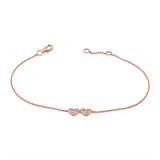 14K Yellow Gold Diamond Double Heart Bracelet-Bracelets-aaron jewelry-ROSE GOLD-