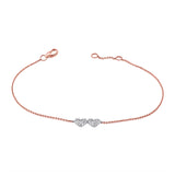 14K Yellow Gold Diamond Double Heart Bracelet-Bracelets-aaron jewelry-ROSE&WHITE-