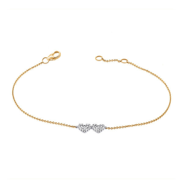 14K White & Rose Gold Diamond Double Heart Bracelet-Bracelets-Maurice's Jewelers-YELLOW&WHITE-