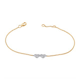 14K White Gold Diamond Double Heart Bracelet-Bracelets-Maurice's Jewelers-YELLOW&WHITE-