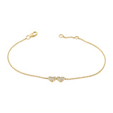 14K Rose Gold Diamond Double Heart Bracelet-Bracelets-Maurice's Jewelers-YELLOW GOLD-