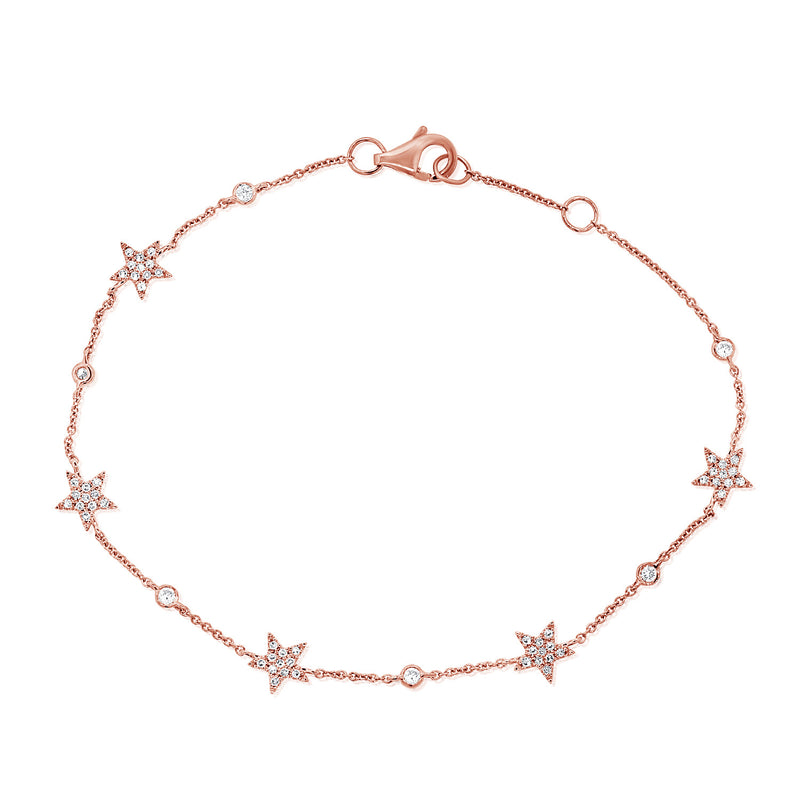 14K Rose Gold Star Diamond By The Yard Bracelet-Bracelets-Maurice's Jewelers-ROSE GOLD-
