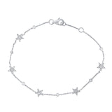 14K White Gold Star Diamond By The Yard Bracelet-Bracelets-aaron jewelry-WHITE GOLD-