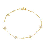 14K White Gold Star Diamond By The Yard Bracelet-Bracelets-aaron jewelry-YELLOW GOLD-