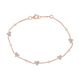 14K Rose Gold Diamond Pave Heart Bezel Bracelet-Bracelets-Maurice's Jewelers-Rose Gold-
