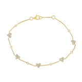 14K Rose Gold Diamond Pave Heart Bezel Bracelet-Bracelets-Maurice's Jewelers-Yellow Gold-