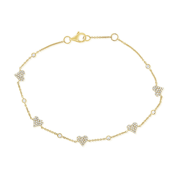14K Rose Gold Diamond Pave Heart Bezel Bracelet-Bracelets-Maurice's Jewelers-Yellow Gold-
