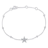 14K Rose Gold Diamond Star Bezel Station Bracelet-Bracelets-Maurice's Jewelers-WHITE GOLD-