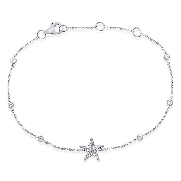 14K Yellow Gold Diamond Star Bezel Station Bracelet-Bracelets-aaron jewelry-WHITE GOLD-