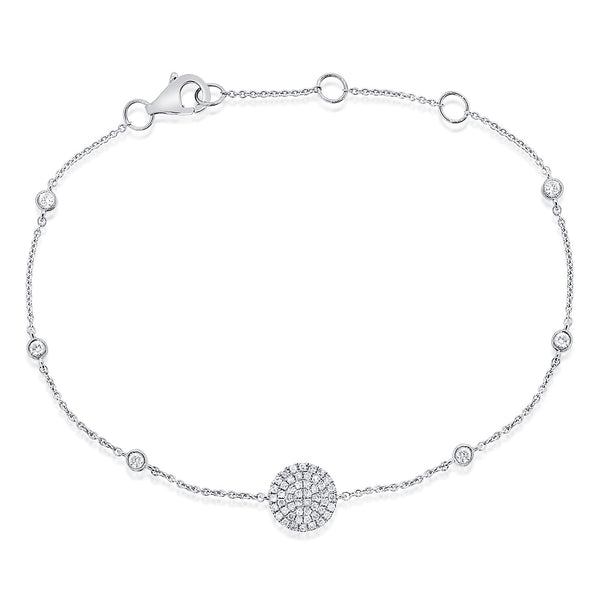 14K Yellow Gold Diamond Pave Disc & Bezel Station Bracelet-Bracelets-aaron jewelry-WHITE GOLD-