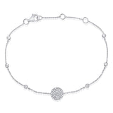 14K White Gold Diamond Pave Disc & Bezel Station Bracelet-Bracelets-Maurice's Jewelers-WHITE GOLD-
