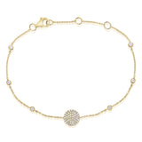 14K Rose Gold Diamond Pave Disc & Bezel Station Bracelet-Bracelets-Maurice's Jewelers-YELLOW GOLD-