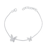 14K Rose Gold Diamond Pave Double Butterfly Bracelet-Bracelets-Maurice's Jewelers-White Gold-