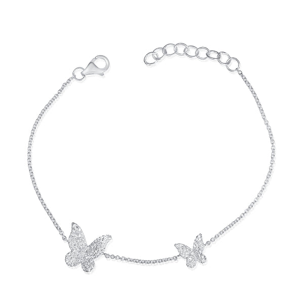 14K Rose Gold Diamond Pave Double Butterfly Bracelet-Bracelets-Maurice's Jewelers-White Gold-