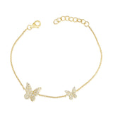 14K Rose Gold Diamond Pave Double Butterfly Bracelet-Bracelets-Maurice's Jewelers-Yellow Gold-