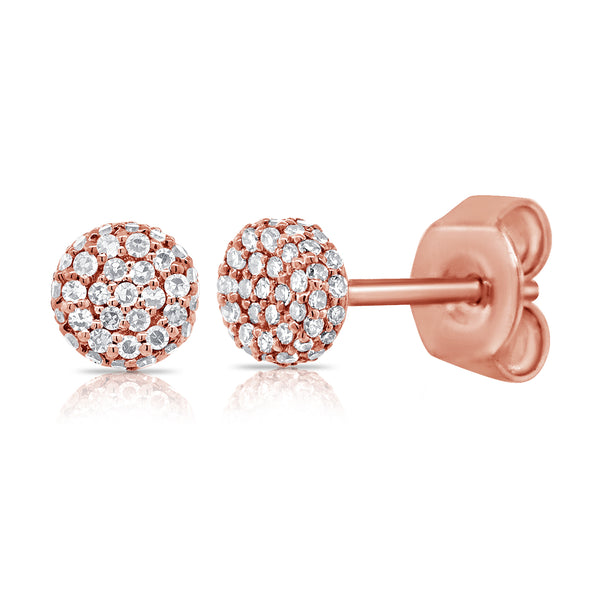 14K Yellow Gold Diamond Raised Disc Extra-Small Earrings-EARRINGS-aaron jewelry-ROSE GOLD-