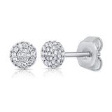 14K Rose Gold Diamond Raised Disc Extra-Small Earrings-EARRINGS-Maurice's Jewelers-WHITE GOLD-