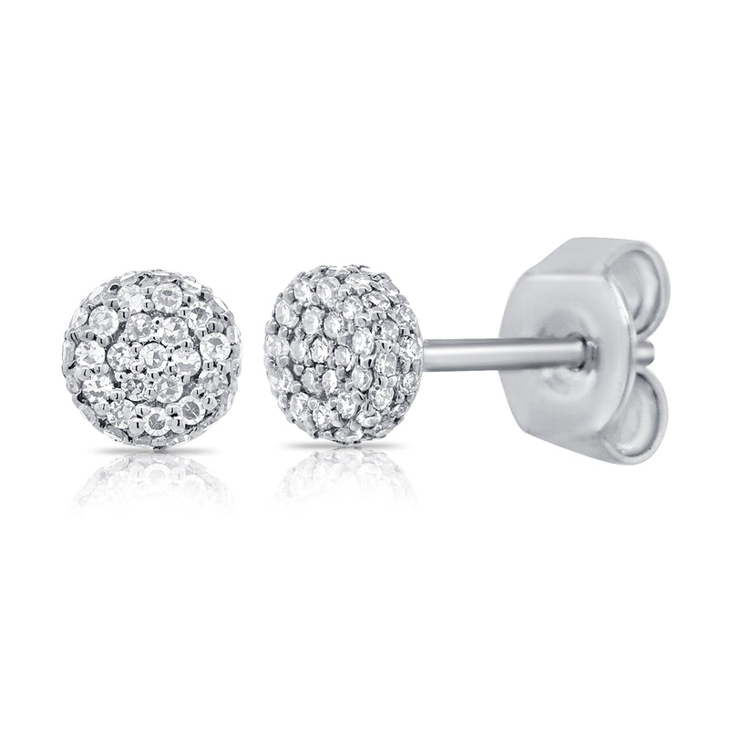 14K Rose Gold Diamond Raised Disc Extra-Small Earrings-EARRINGS-Maurice's Jewelers-WHITE GOLD-