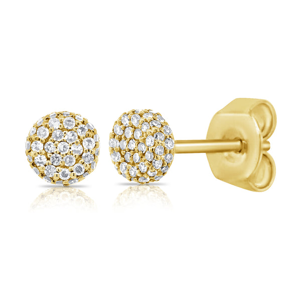 14K Rose Gold Diamond Raised Disc Extra-Small Earrings-EARRINGS-Maurice's Jewelers-YELLOW GOLD-