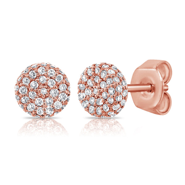 14K Rose Gold Diamond Raised Disc Small Stud Earrings-EARRINGS-Maurice's Jewelers-ROSE GOLD-