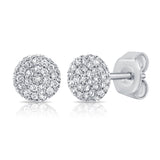 14K White Gold Diamond Raised Small Stud Earrings-EARRINGS-aaron jewelry-WHITE GOLD-