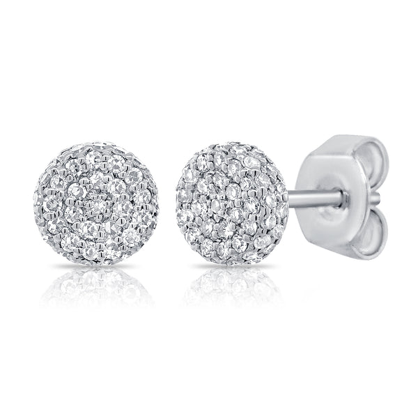 14K White Gold Diamond Raised Small Stud Earrings