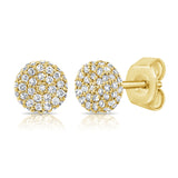 14K White Gold Diamond Raised Small Stud Earrings-EARRINGS-aaron jewelry-YELLOW GOLD-