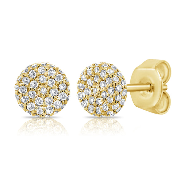 14K Yellow Gold Diamond Raised Small Stud Earrings