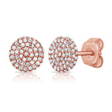 14K Yellow Gold Diamond Raised Disc Medium Earrings-EARRINGS-aaron jewelry-ROSE GOLD-