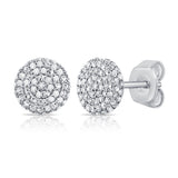 14K Yellow Gold Diamond Raised Disc Medium Earrings-EARRINGS-aaron jewelry-WHITE GOLD-