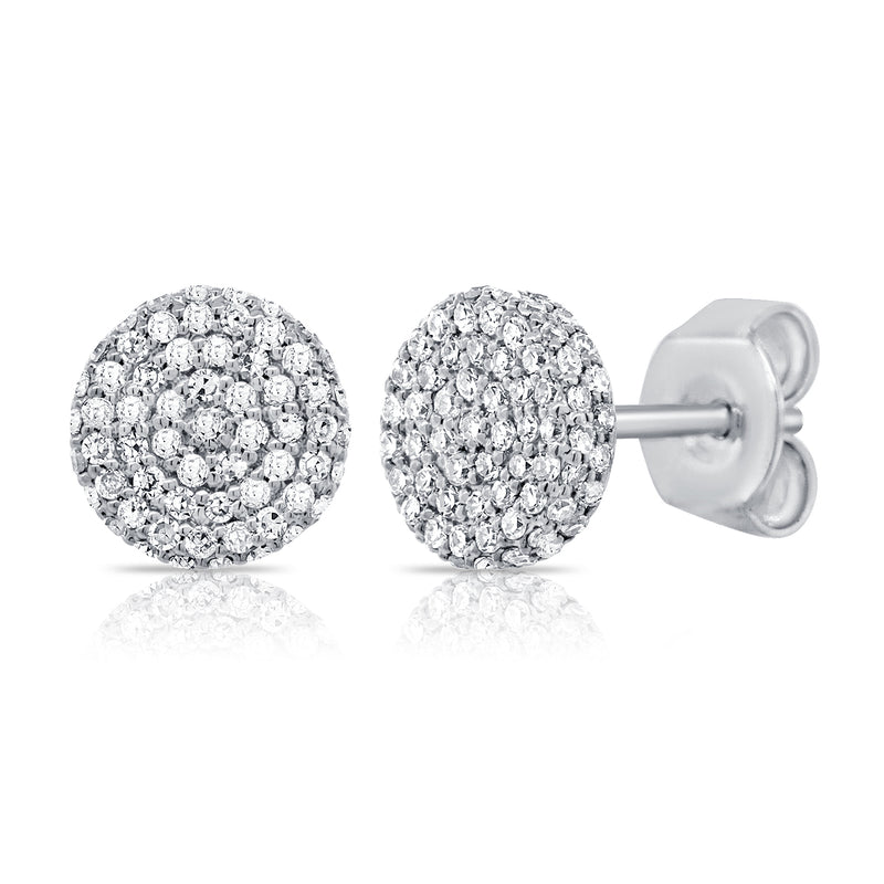 14K Yellow Gold Diamond Raised Disc Medium Earrings-EARRINGS-aaron jewelry-WHITE GOLD-