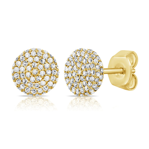 14K Rose Gold Diamond Raised Disc Medium Earrings