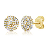 14K Yellow Gold Diamond Raised Disc Medium Earrings-EARRINGS-aaron jewelry-YELLOW GOLD-