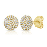 14K Yellow Gold Diamond Raised Disc Medium Earrings