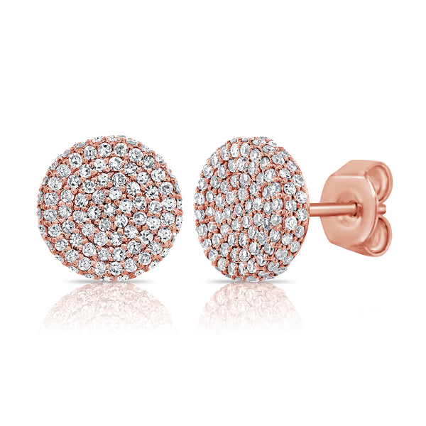 14K Yellow Gold Diamond Raised Disc Large Earrings-EARRINGS-Maurice's Jewelers-ROSE GOLD-