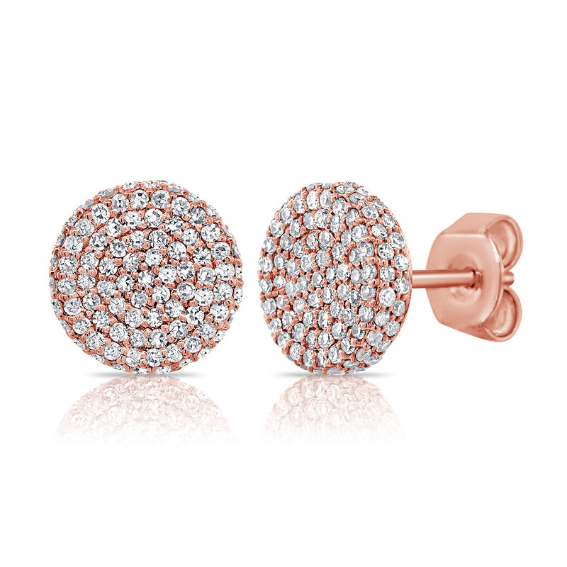 14K White Gold Diamond Raised Disc Large Earrings-EARRINGS-Maurice's Jewelers-ROSE GOLD-