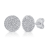 14K White Gold Diamond Raised Disc Large Earrings-EARRINGS-Maurice's Jewelers-WHITE GOLD-